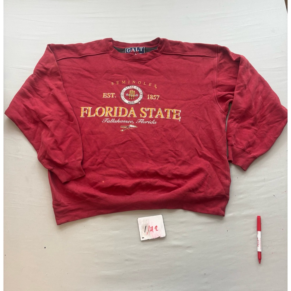 Vintage Galt Sand Florida State Seminoles Sweatshirt Red Large FSU Tallahassee